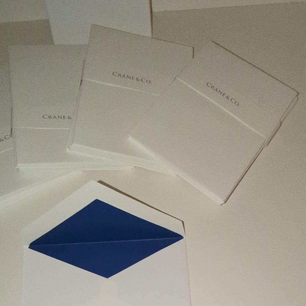 59 Crane & Co. White Envelopes with Solid Blue Lining USA Made